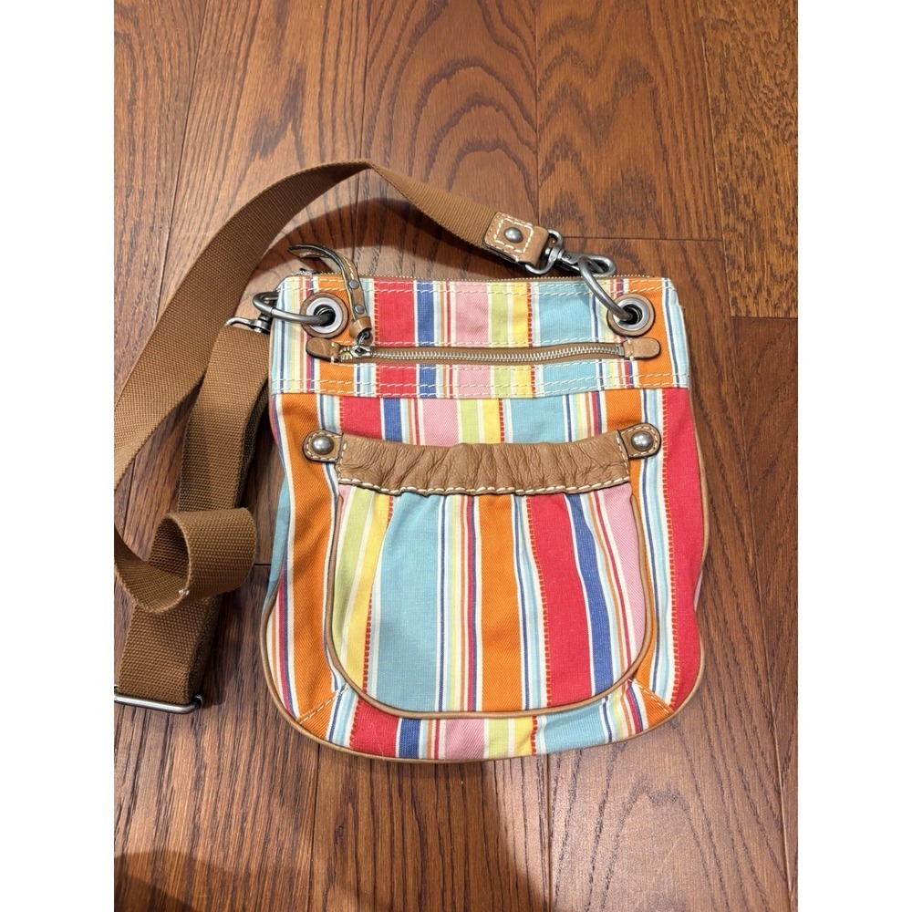 Fossil Small Multi Colored Striped Crossbody Shoulder Bag Purse